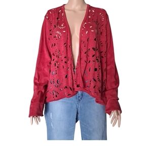 Red Cutout Cardigan